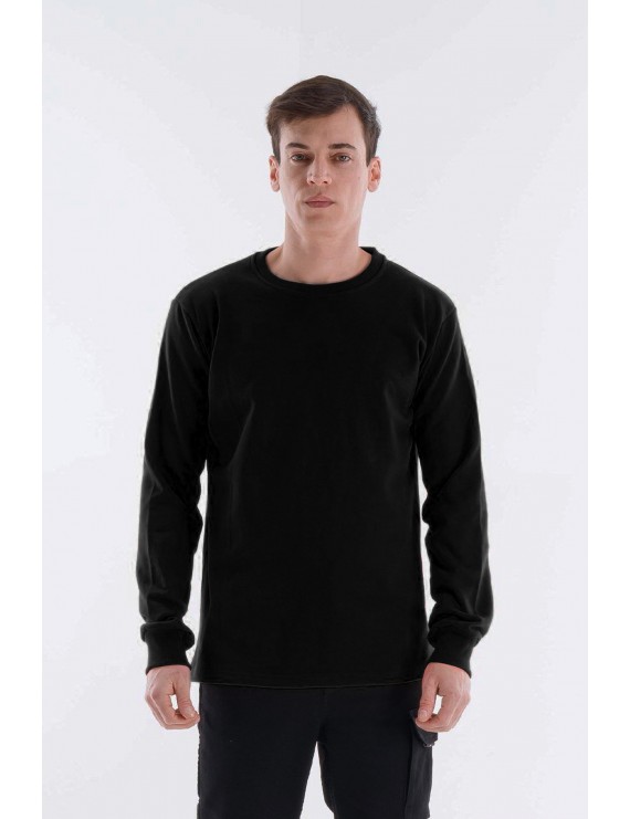 Regular Bisiklet Yaka Sweatshirt Siyah