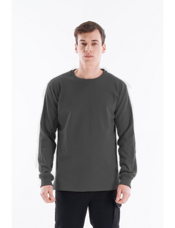 Regular Bisiklet Yaka Sweatshirt Antrasit