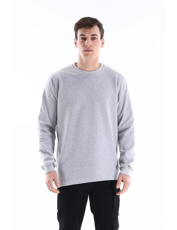 Regular Bisiklet Yaka Sweatshirt - Gri
