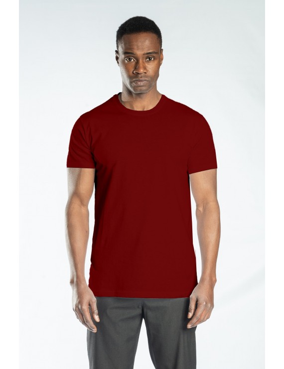 Regular Basic Bisiklet Yaka T-Shirt Bordo