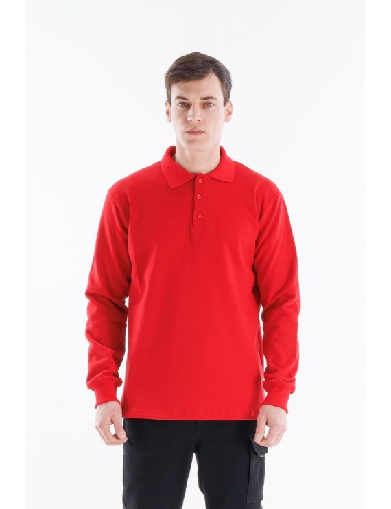 Elegans Polo Sweatshirt Kırmızı