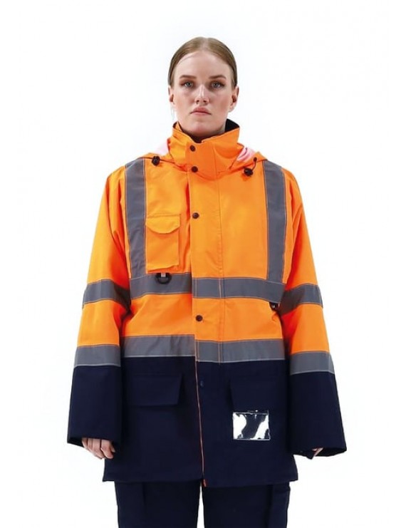 Alaska Hi-Vis 5 in 1 Parka Neon Turuncu - Lacivert