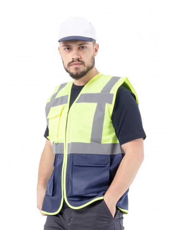 Alaska Hi-Vis Mühendis Yeleği Neon Sarı - Lacivert