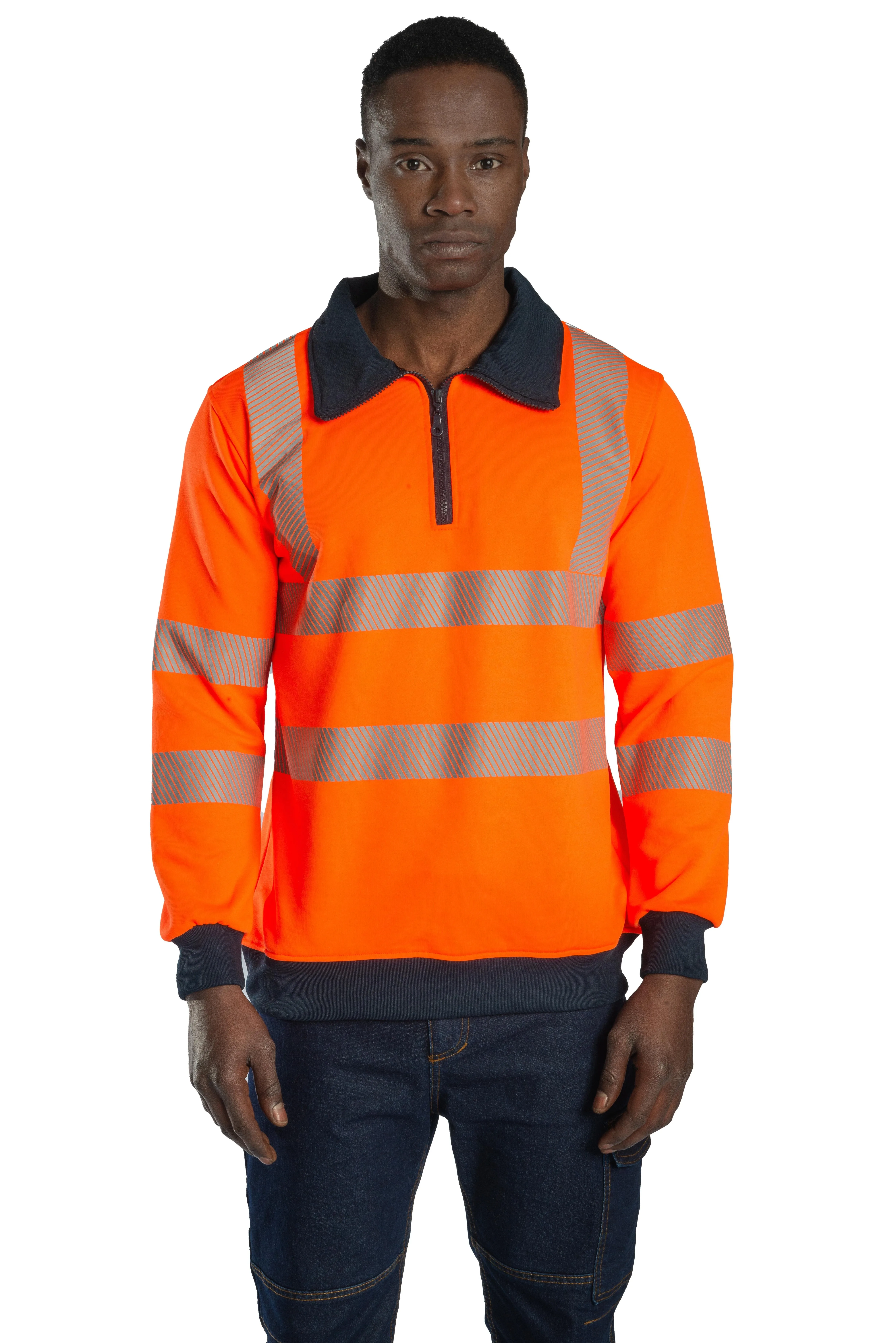Alaska Hi-Vis Yarım Fermuarlı Sweatshirt - Turuncu